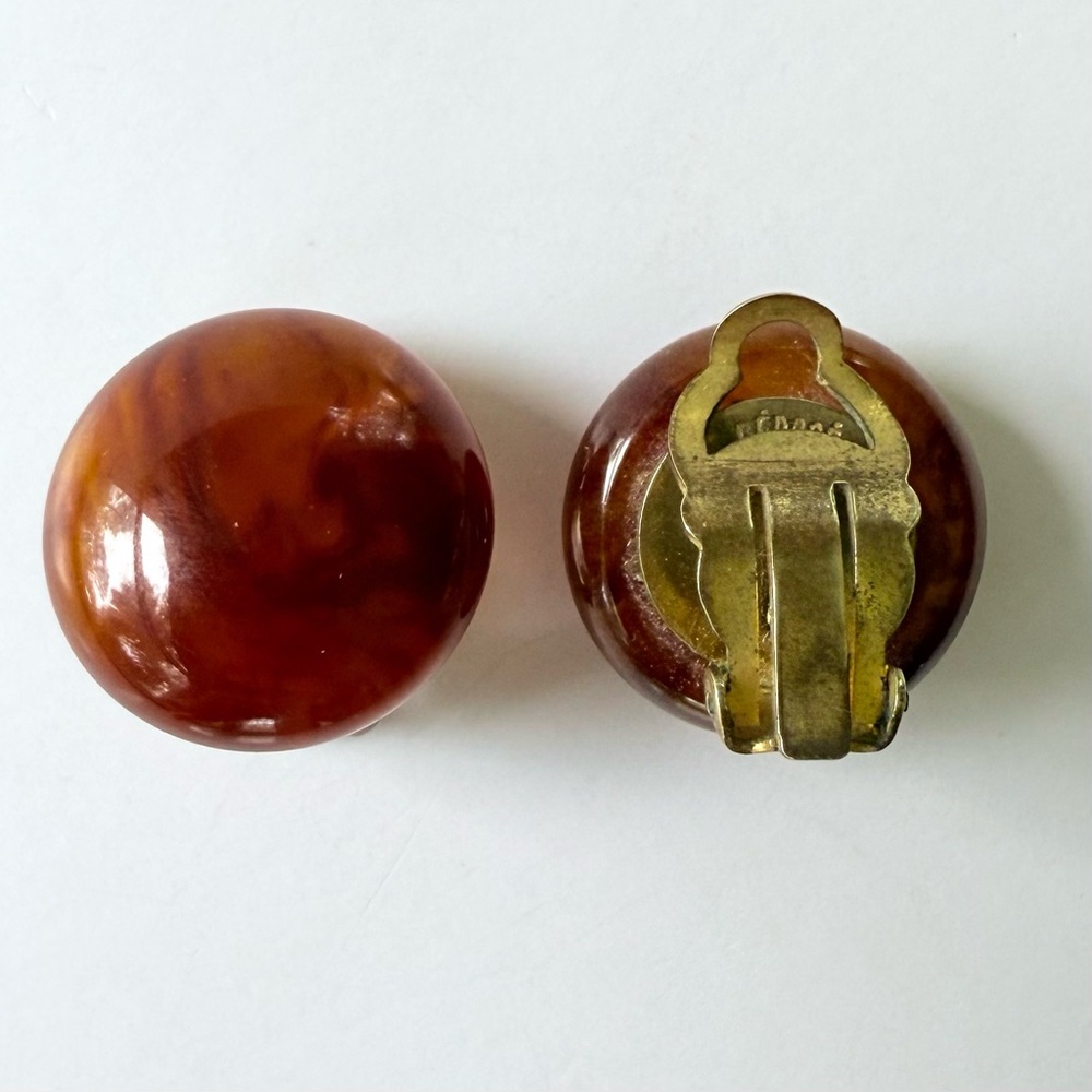 Vintage Louis Rousselet Mid-Century Bakelite French Couture Clip On Earrings